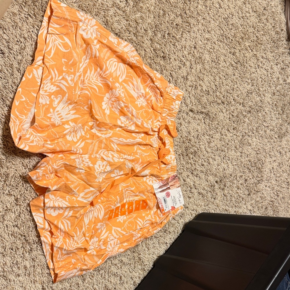 Vibrant Orange Floral Athletic Shorts